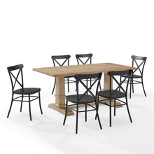 Load image into Gallery viewer, Joanna 7Pc Dining Set W/Camille Chairs Matte Black/ Rustic Brown - Table & 6 Chairs