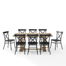 Load image into Gallery viewer, Joanna 9Pc Dining Set W/Camille Chairs Matte Black/ Rustic Brown - Table & 8 Chairs