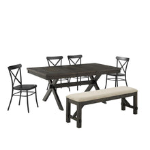 Load image into Gallery viewer, Hayden 6Pc Dining Set W/Camille Chairs Matte Black/ Slate - Table, Bench, & 4 Chairs