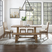 Load image into Gallery viewer, Joanna 6Pc Dining Set Rustic Brown - Table, Bench, & 4 Upholstered Chairs