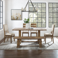 Load image into Gallery viewer, Joanna 6Pc Dining Set Rustic Brown - Table, Bench, 2 Ladder Back Chairs, & 2 Upholstered Chairs