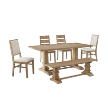 Load image into Gallery viewer, Joanna 6Pc Dining Set Rustic Brown - Table, Bench, 2 Ladder Back Chairs, & 2 Upholstered Chairs