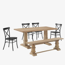 Load image into Gallery viewer, Joanna 6Pc Dining Set W/Camille Chairs Matte Black/Rustic Brown - Table, Bench, & 4 Chairs