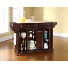Load image into Gallery viewer, Alexandria Wood Top Full Size Kitchen Island/Cart Mahogany/Natural