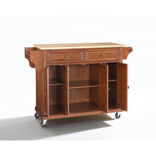 Load image into Gallery viewer, Full Size Wood Top Kitchen Cart Cherry/Natural