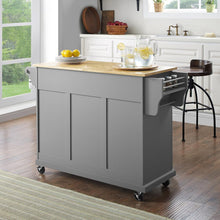 Load image into Gallery viewer, Full Size Wood Top Kitchen Cart Gray/Natural