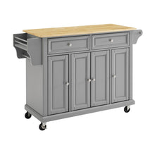 Load image into Gallery viewer, Full Size Wood Top Kitchen Cart Gray/Natural