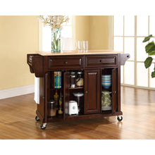 Load image into Gallery viewer, Full Size Wood Top Kitchen Cart Mahogany/Natural