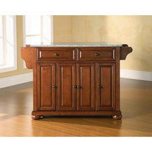 Load image into Gallery viewer, Alexandria Granite Top Full Size Kitchen Island/Cart Cherry/Gray