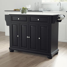 Load image into Gallery viewer, Alexandria Stone Top Full Size Kitchen Island/Cart Black/White
