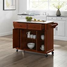 Load image into Gallery viewer, Full Size Stone Top Kitchen Cart Cherry/White