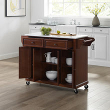 Load image into Gallery viewer, Full Size Stone Top Kitchen Cart Mahogany/White