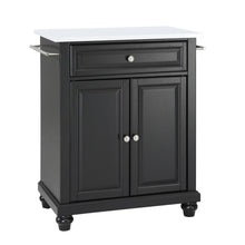 Load image into Gallery viewer, Cambridge Stone Top Portable Kitchen Island/Cart Black/White