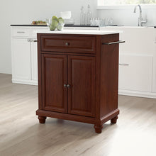 Load image into Gallery viewer, Cambridge Stone Top Portable Kitchen Island/Cart Mahogany/White