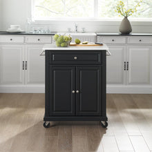 Load image into Gallery viewer, Compact Stone Top Kitchen Cart Black/White