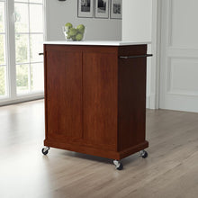 Load image into Gallery viewer, Compact Stone Top Kitchen Cart Mahogany/White