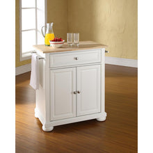 Load image into Gallery viewer, Alexandria Wood Top Portable Kitchen Island/Cart White/Natural