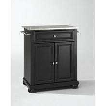 Load image into Gallery viewer, Alexandria Stainless Steel Top Portable Kitchen Island/Cart Black/Stainless Steel