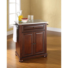 Load image into Gallery viewer, Alexandria Stainless Steel Top Portable Kitchen Island/Cart Mahogany/Stainless Steel