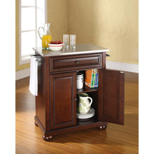 Load image into Gallery viewer, Alexandria Stainless Steel Top Portable Kitchen Island/Cart Mahogany/Stainless Steel