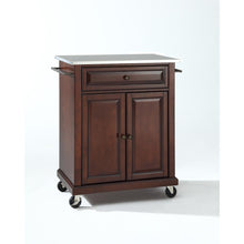 Load image into Gallery viewer, Compact Stainless Steel Top Kitchen Cart Mahogany/Stainless Steel