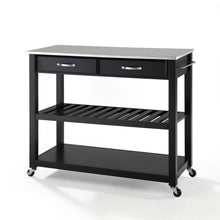 Load image into Gallery viewer, Stainless Steel Top Kitchen Prep Cart Black/Stainless Steel