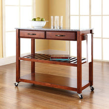 Load image into Gallery viewer, Granite Top Kitchen Prep Cart Cherry/Gray