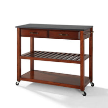 Load image into Gallery viewer, Granite Top Kitchen Prep Cart Cherry/Black