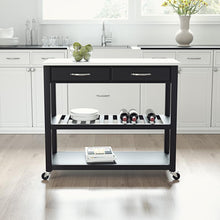 Load image into Gallery viewer, Stone Top Kitchen Prep Cart Black/White