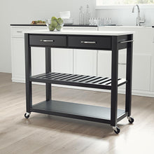 Load image into Gallery viewer, Stone Top Kitchen Prep Cart Black/White