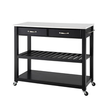 Load image into Gallery viewer, Stone Top Kitchen Prep Cart Black/White