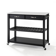 Load image into Gallery viewer, Stone Top Kitchen Prep Cart Black/White