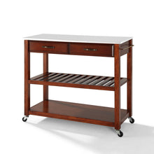 Load image into Gallery viewer, Stone Top Kitchen Prep Cart Cherry/White