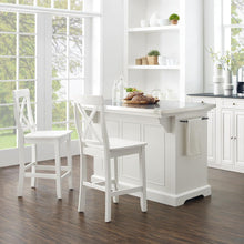 Load image into Gallery viewer, Julia Stainless Steel Top Island W/X-Back Stools White/White - Island & 2 Stools