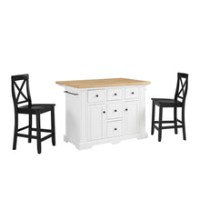 Load image into Gallery viewer, Julia Wood Top Island W/X-Back Stools White/Black - Island & 2 Stools