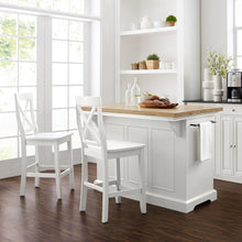 Load image into Gallery viewer, Julia Wood Top Island W/X-Back Stools White/White - Island & 2 Stools