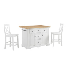Load image into Gallery viewer, Julia Wood Top Island W/X-Back Stools White/White - Island & 2 Stools