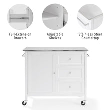 Load image into Gallery viewer, Soren Stainless Steel Top Kitchen Island/Cart White/Stainless Steel