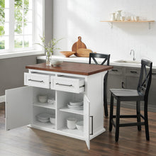 Load image into Gallery viewer, Bartlett Wood Top Kitchen Island W/X-Back Stools