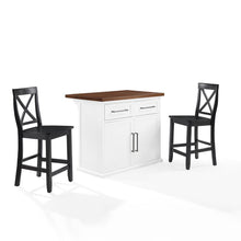 Load image into Gallery viewer, Bartlett Wood Top Kitchen Island W/X-Back Stools