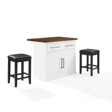 Load image into Gallery viewer, Bartlett Wood Top Kitchen Island W/Uph Square Stools