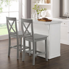 Load image into Gallery viewer, Cutler Faux Marble Top Kitchen Island W/X-Back Stools