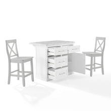Load image into Gallery viewer, Cutler Faux Marble Top Kitchen Island W/X-Back Stools