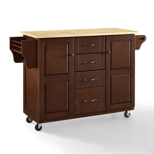 Load image into Gallery viewer, Eleanor Wood Top Kitchen Cart Mahogany/Natural