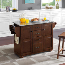 Load image into Gallery viewer, Eleanor Stainless Steel Top Kitchen Island Mahogany/Stainless Steel