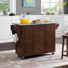 Load image into Gallery viewer, Eleanor Stainless Steel Top Kitchen Cart Mahogany/Stainless Steel