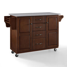 Load image into Gallery viewer, Eleanor Stainless Steel Top Kitchen Cart Mahogany/Stainless Steel