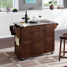 Load image into Gallery viewer, Eleanor Granite Top Kitchen Cart Mahogany/Gray