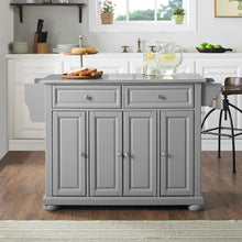 Load image into Gallery viewer, Alexandria Stainless Steel Top Kitchen Island/Cart Gray/Stainless Steel