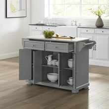 Load image into Gallery viewer, Alexandria Stone Top Full Size Kitchen Island/Cart Gray/White